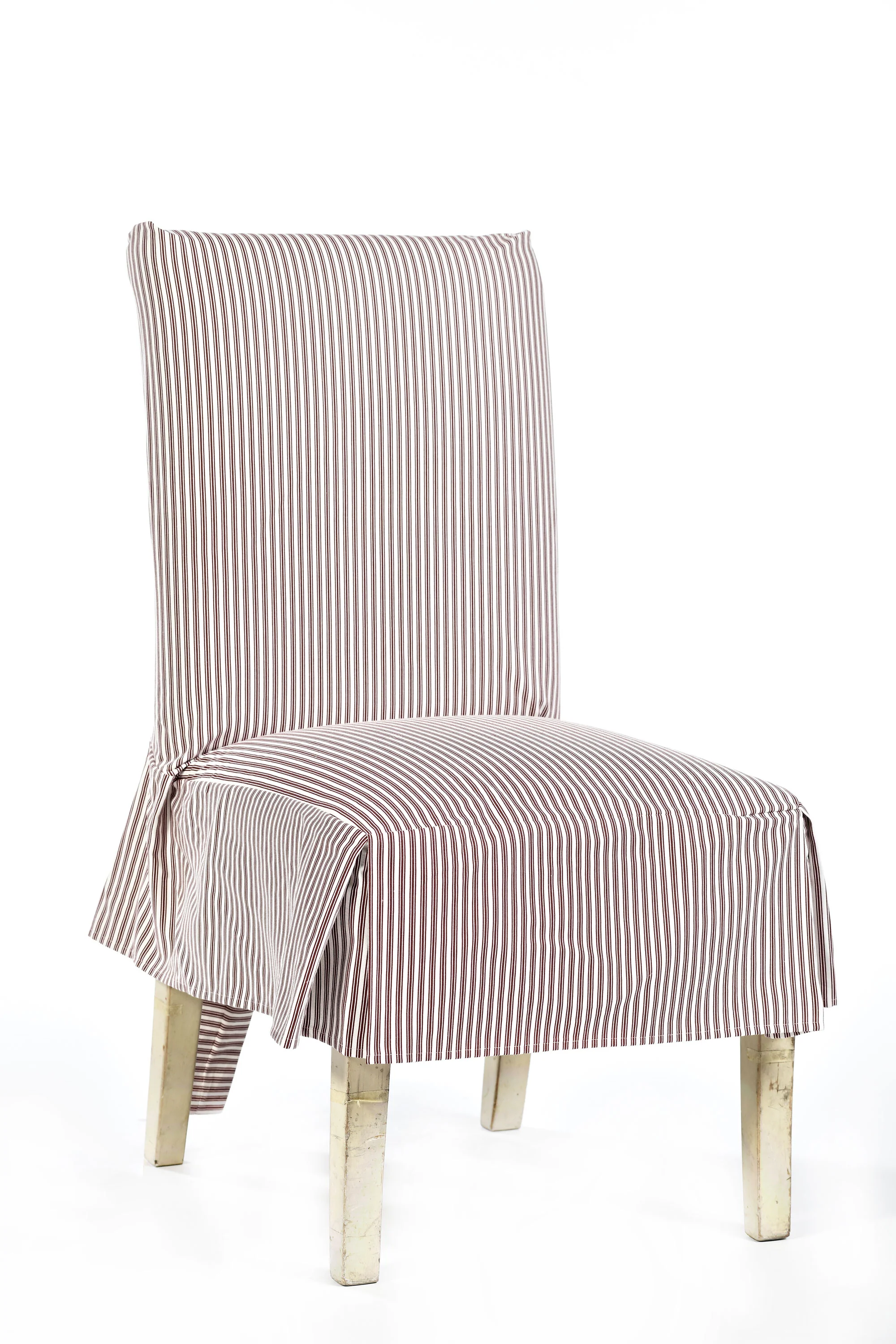 Short Stripe Twill Ticking Dining Chair Slipcover - Image 3