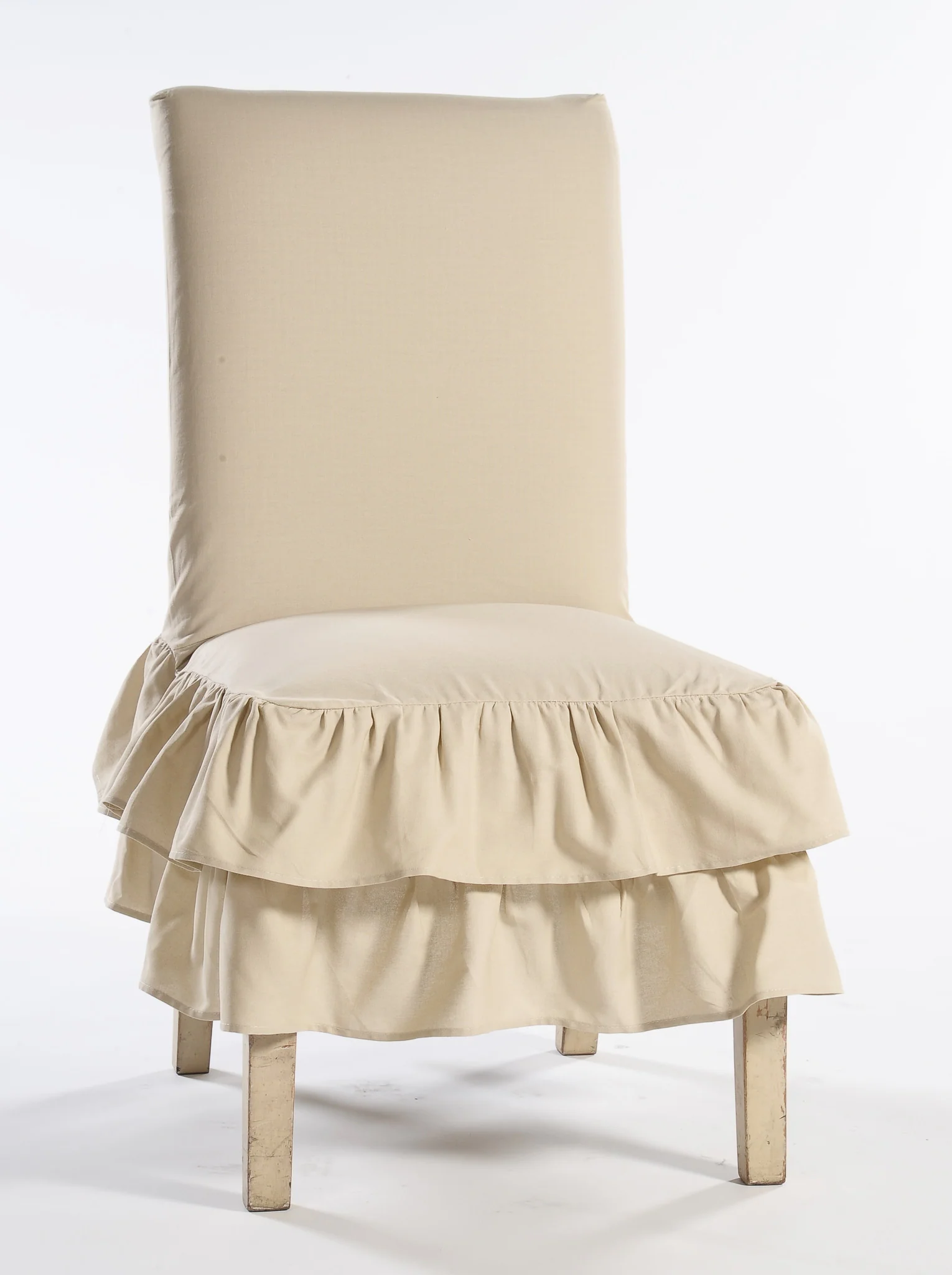 Short Two-Tier Ruffle Dining Chair Slipcover - Image 3