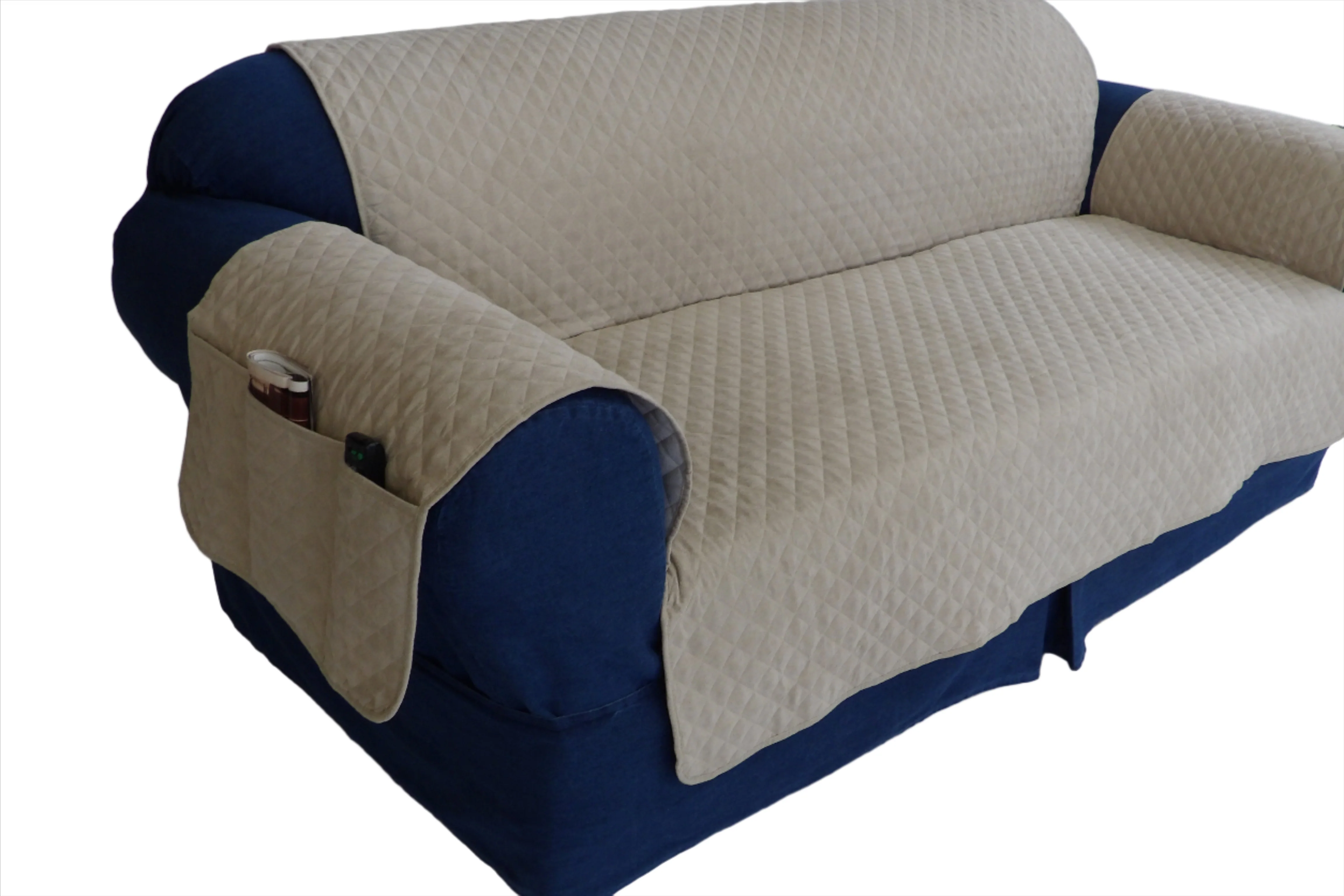 Quilted Couch Pet Cover With Pockets - Image 11