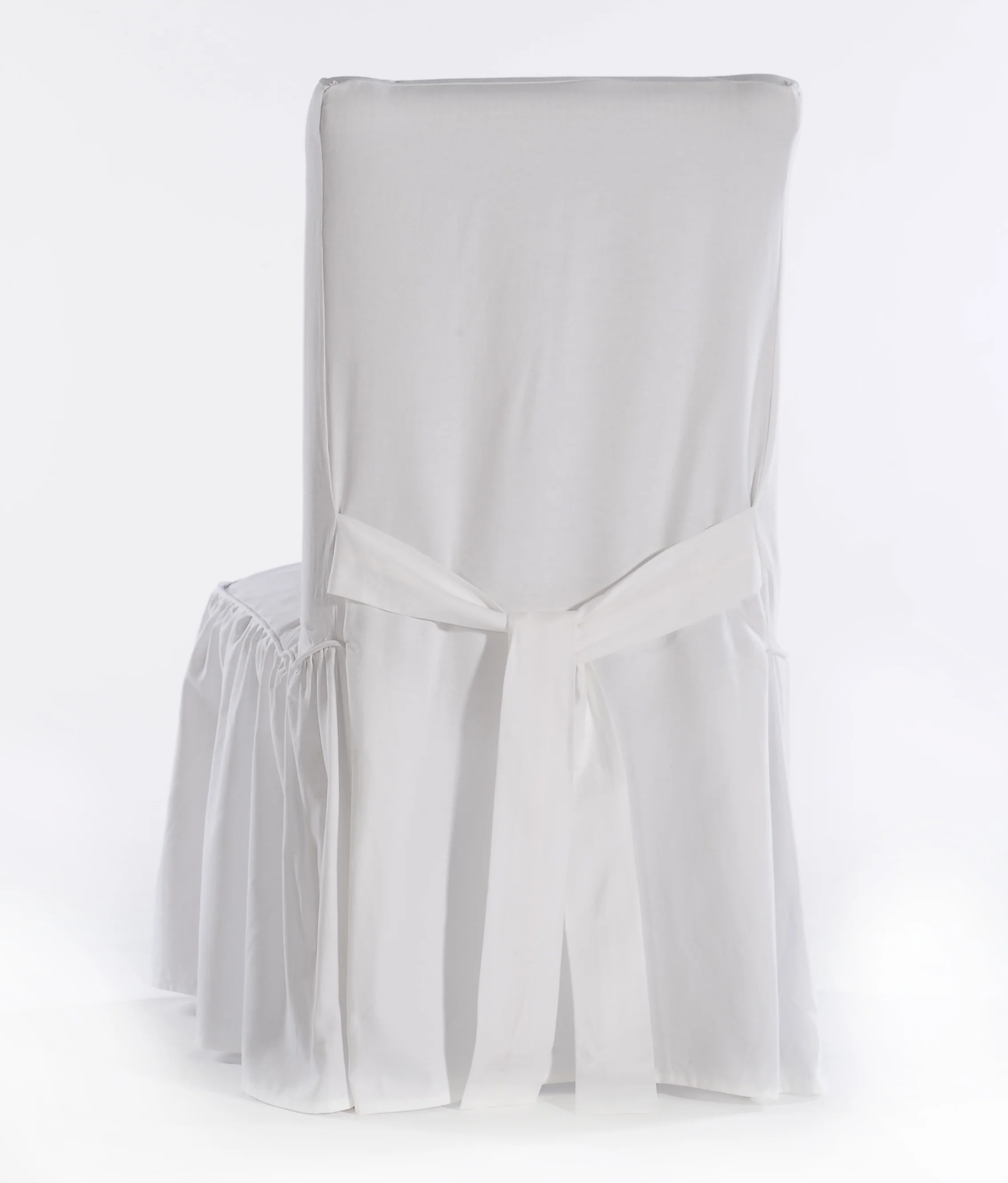 Long Washed Cotton Duck Ruffled Dining Chair Slipcover - Image 3