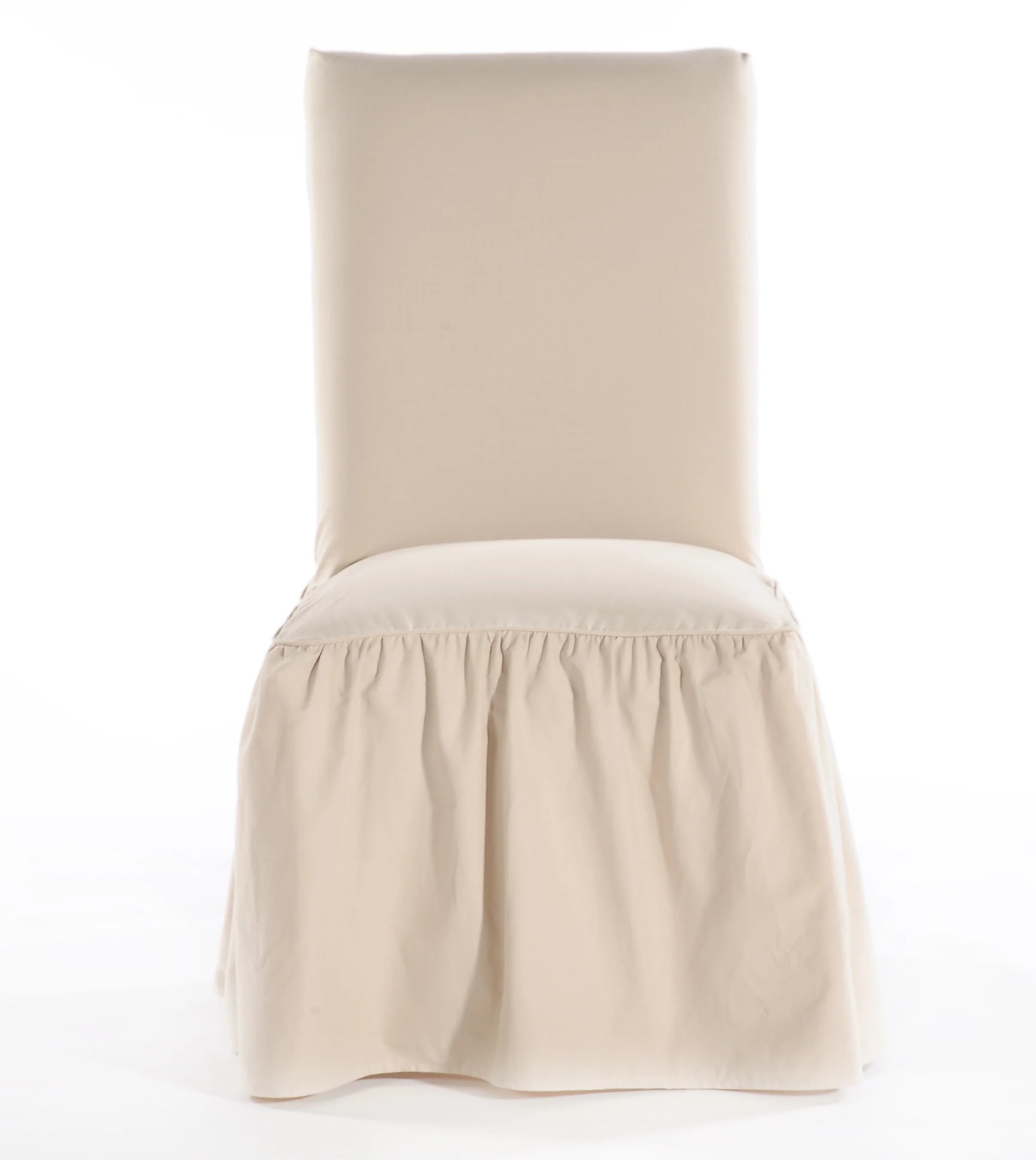 Long Washed Cotton Duck Ruffled Dining Chair Slipcover - Image 4