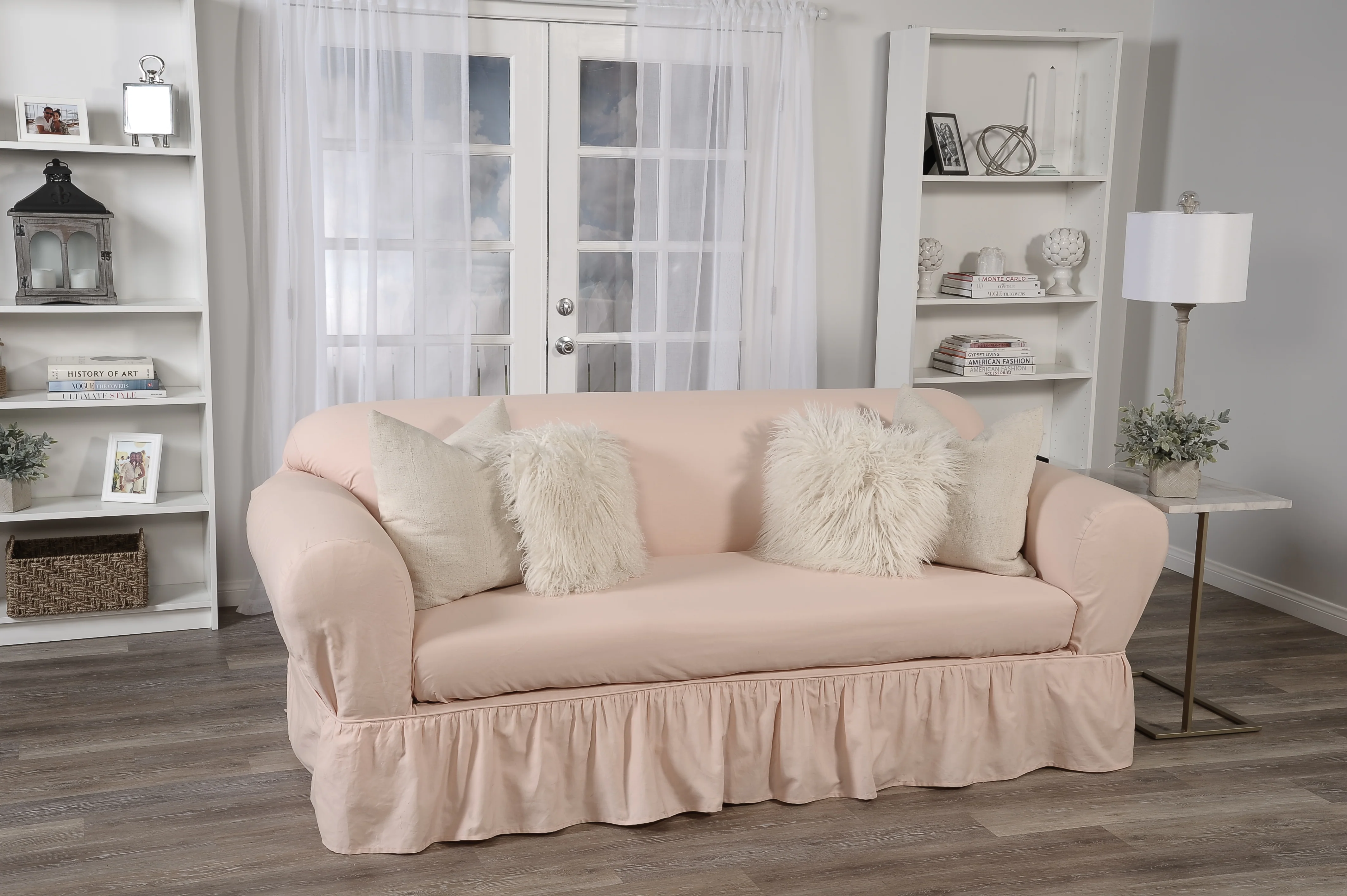 Washed Cotton Duck Ruffled Two-Piece Slipcover - Image 6